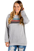Sexy Light Gray Contrast Stripes Pullover Sweatshirt
